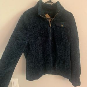 Teal blue sherpa, full zipper.